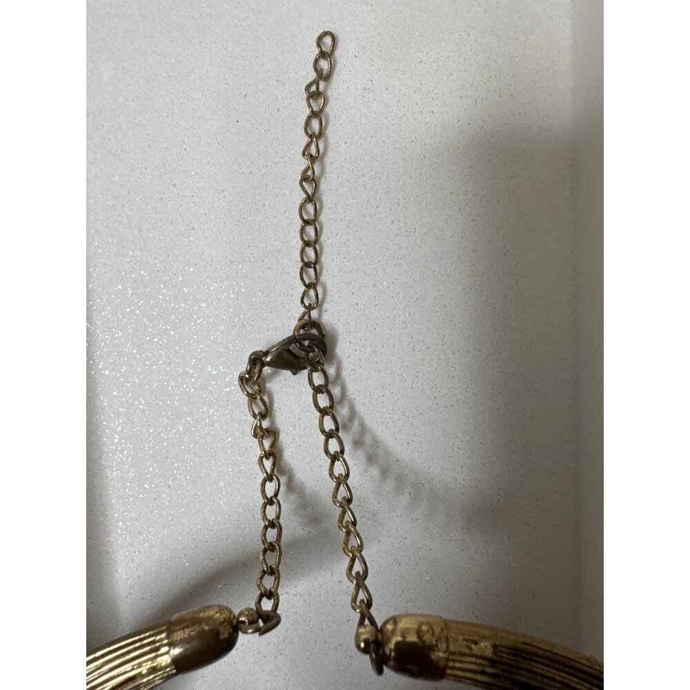 Vintage Gold-Tone Layered Collar Necklace w/ Chain Clasp Adjustable Length - Picture 4 of 4